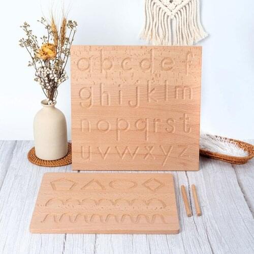 Wooden Montessori Alphabet Tracing Board Uppercase Toy Recognition Toy Letters Educational Number Development & Lowercase R0U7