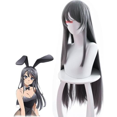 Sakurajima Mai Grey Long Wig Cosplay Costume Seishun Buta Yarou wa Bunny Girl Senpai no Yume wo Minai Heat Resistant Hair