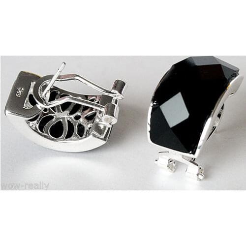 Hot sell Noble- hot sell new - New Style Womans Black stone Stud Earrings Jewelry 13X20mm