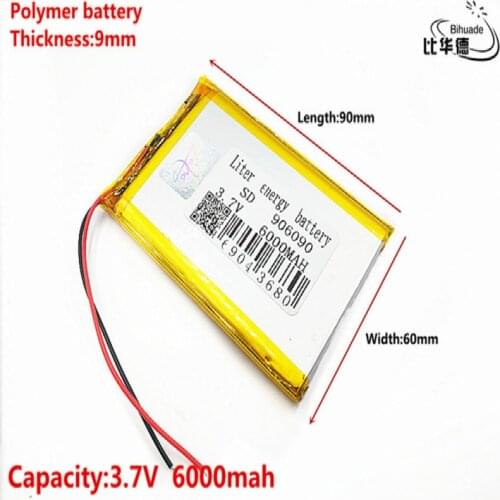 Good Qulity 3.7V,6000mAH 906090 Polymer lithium ion / Li-ion battery for tablet pc BANK,GPS,mp3,mp4