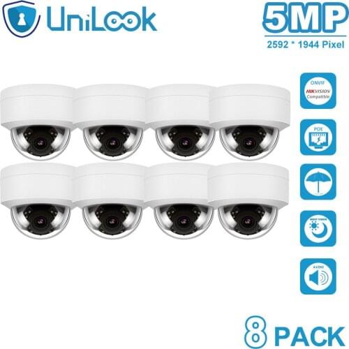 UniLook 5MP POE IP Camera Outdoor Security Camera Built in Microphone Night Vision Hikvision Compatible CCTV Camera ONVIF H.265
