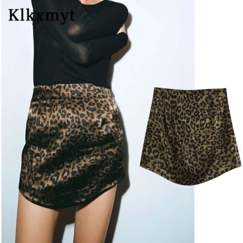 Klkxmyt Za 2021 Satin Leopard Print Skirt Women Nightclub Style High Waist Mini Skirts Woman Fashion Short Sexy Summer Skirt