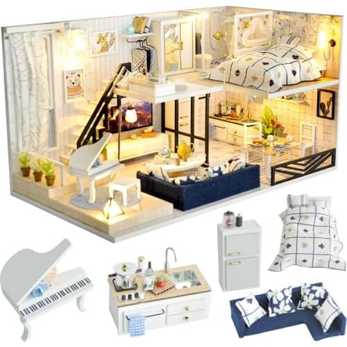 CUTEBEE DIY Dollhouse Wooden doll Houses Miniature Doll House Furniture Kit Casa Music Led Toys for Children Birthday Gift L28