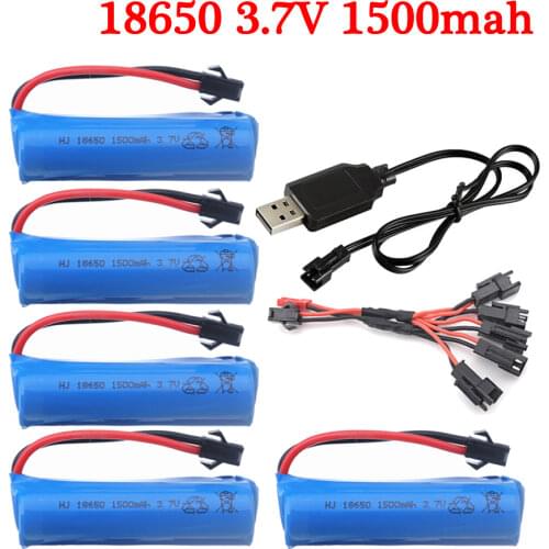 3.7V 1500mAh 18650 Li-ion Battery + charger for Q85 Q70 RC helicopter Airplanes car Boat Gun Toy Parts 3.7v battery SM plug