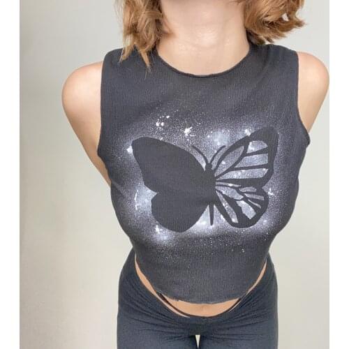 Butterfly print Goth clothes 2021 Baby Tee Bustier Clothes For Y2k Corset Sexy Tank Crop Top Women Accessories Summer Aesthetic