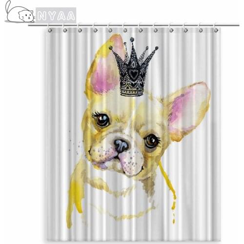 Cute Dog Funny Shower Curtains Creative Chihuahua French Bulldog Polyester Fabric Bathtub Decor Bathroom Curtains With Hooks