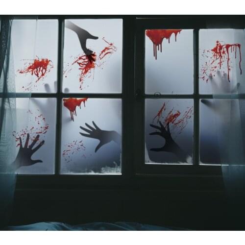 Blood Handprint Footprint Fingerprint Halloween Sticker Wall Window Floor Decor Scary Blood Prints Floor Wall Party Supplies