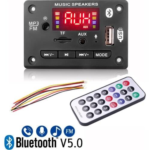 Handsfree Bluetooth 5.0 Mp3 Decoder Board with Microphone FM radio Module Wireless Audio Receiver Support TF card/3.5mm AUX/USB