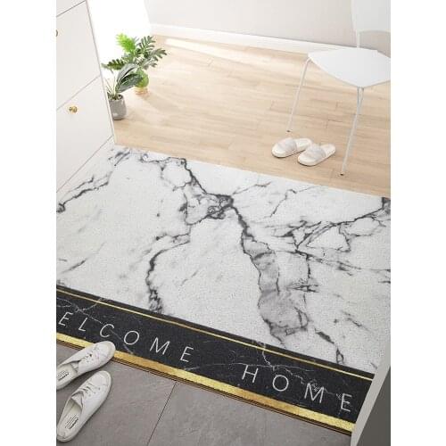 Welcome Door Mat Indoor Outdoor Floor Mat Large Carpet Non-Slip Washable Marble Entryway Rugs Low Profile Resist Dirt Door Rug