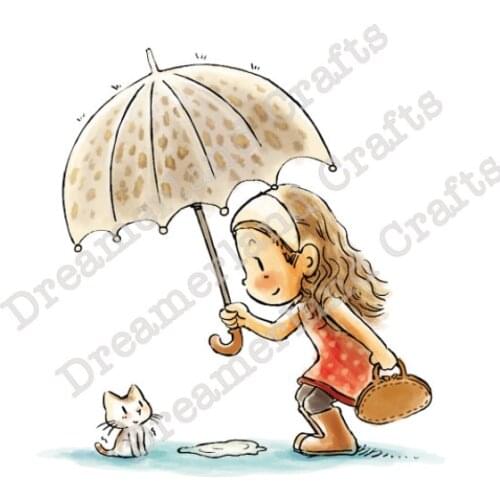 10x10 Girl holding an umbrella Transparent Clear Stamps Silicone Seals for DIY scrapbooking photo album Card Making