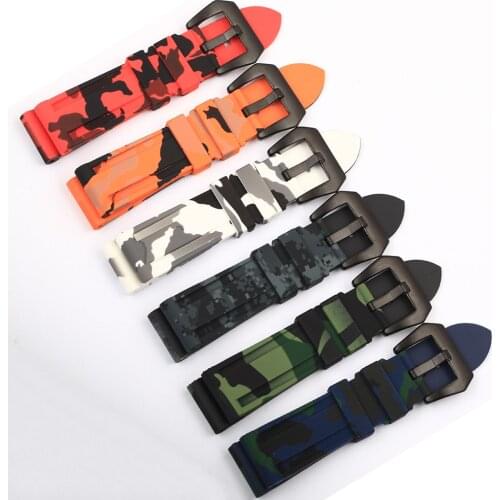 Universal 22mm 24mm 26mm Camouflage Colorful Rubber Watch Band for Mens Watch Watch Strap for Samsung Gear S3 Classic Panerai
