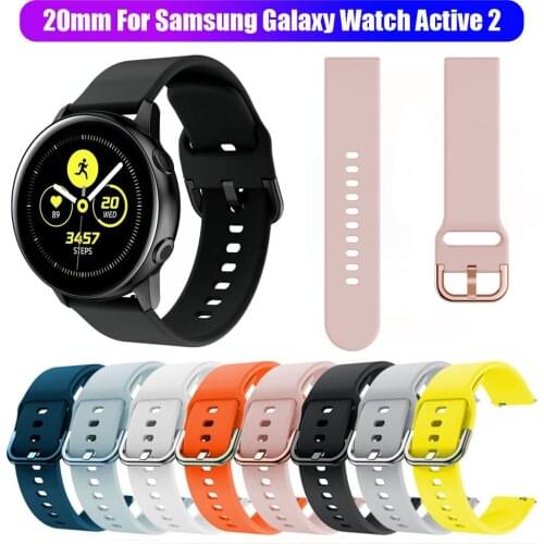 Original 20mm Silicone Watch Band Replacement Strap for Samsung Galaxy Watch Active 2 42mm Wristbands for Huami Amazfit Bip