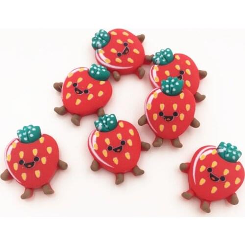 Hand Painted Resin Kawaii Colorful Strawberry Flatback Stone 14PCS Scrapbook DIY Decor Home Figurine Crafts OG34
