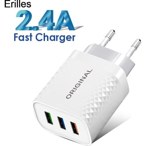 3 usb Quick charge 3.0 USB Charger for iPhone 12 11 Xiaomi Samsung Huawei 5V 2A Digital Display Fast Charging Wall Phone Charger