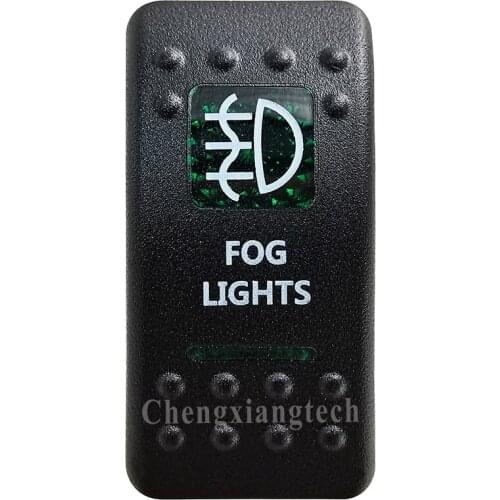Green Printed Switch Cap -FOG LIGHTS- for 12V 20A 5Pin On Off SPST Led Light Bar Car Boat Rocker Switch, COVER Only