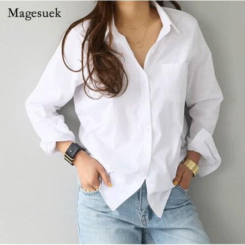 Women Fashion Long Sleeve Shirts and Blouses Cotton White Shirt Casual Ladies Blouse Blusas Mujer De Moda OL Style Tops 3496