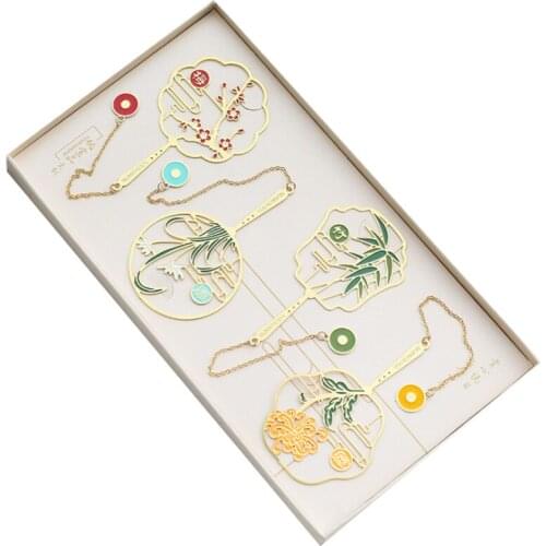 1pc Creativity Plum Orchid And Bamboo Bookmarks Cute Metal Art Exquisite Book Mark Page Folder Office School Supplies Stationery
