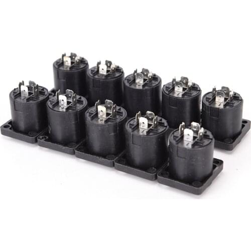 10pcs/lot 4 Pin Speakon Female Jack Socket Connector Audio Loudspeaker Amplifier Converter for PA Amplifier Cable
