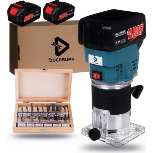 1500W Brushless Electric Trimmer Cordless Rechargeable Laminate Edge Trimmer Carving Trimming Tool For Makita Battery&1/4''Route