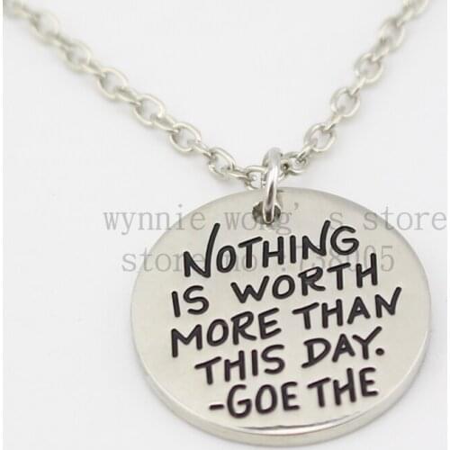 2015 New Reversible Inspirational Necklace"appreciate every moment ' nothing is worth more than this day"silver Pendant Necklace