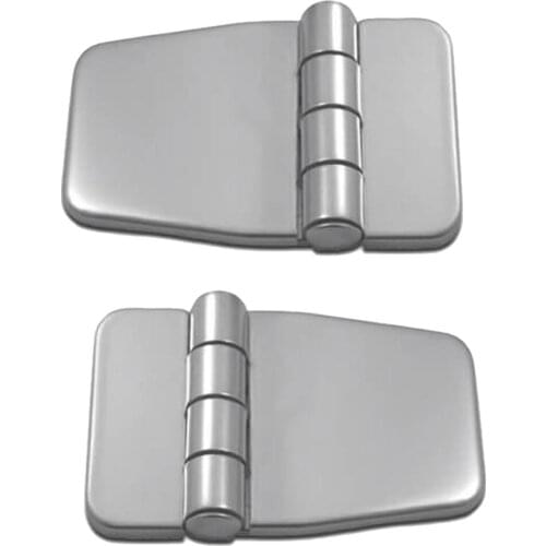 2x Stainless Steel Polished Cast Leaf Hatch Door Hinge Strap Hinges for Boat, RVs (with Cap) - Silver