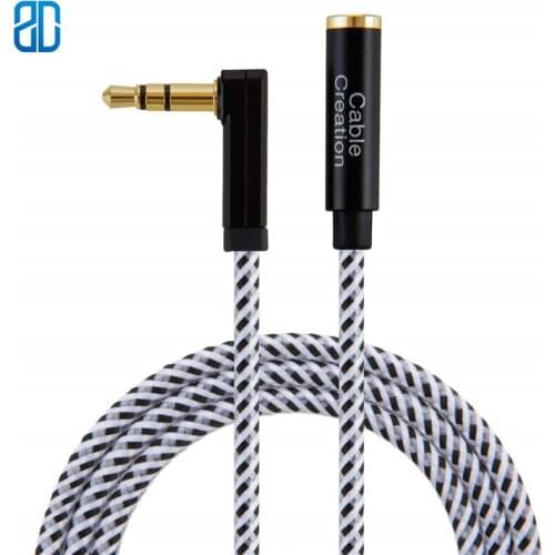 3.5mm Headphone Male to Female Extension Stereo Audio Extension Cable Adapter, 90 Degree Right Angle Aux Cable 1.5/3/6/10/15ft