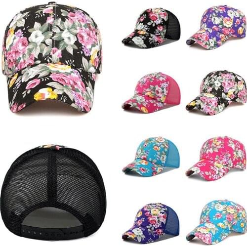 Fashion Rose Floral Print Baseball Cap for Women Men Sport Snapback Caps Breathable Mesh Hats Casual Golf Hat Sun Gorras
