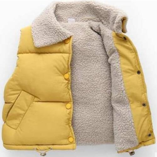 Winter Kids Vest For Boys Girls Children Plus Velvet Thicken Waistcoats Solid Color Buttons Vest Child Outerwear Toddler Jacket