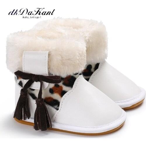 DkDaKanl baby Winter toddler boots infant girl Bowknot Tassels soft bottom keep warm snow shoes LPJ003
