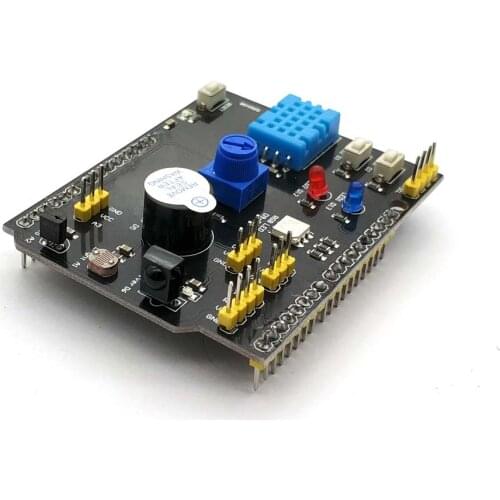 DHT11 LM35 Temperature Humidity Sensor Multifunction Expansion Board Adapter For Arduino UNO R3 RGB LED IR Receiver Buzzer I2C