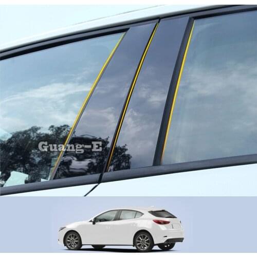 For Mazda 3 Mazda3 Axela 2014-2019 Car PC Material Pillar Post Cover Door Trim Window Piano Black Molding Sticker Plate