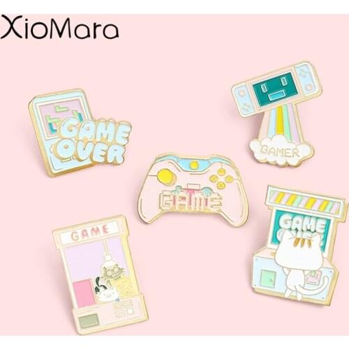 Cartoon Girly Style Game Console Enamel Pins Fashion Pink Brooches Lapel Badges Wholesale Cute Pin Jewelry Gifts for Friends