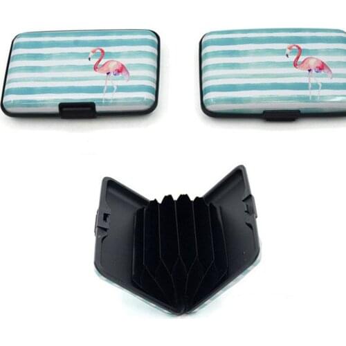 Flamingo Aluminum Card Holder Anti-theft Stripe Business ID Credit Card Case Holder Rfid Blocking Wallet Card Protect Cover