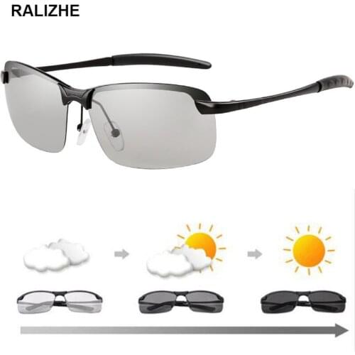 Photochromic Sunglasses Polarized Lens Metal Frame Male Discoloration Sun Glasses Brand Designer Driving Goggles For Men Sport