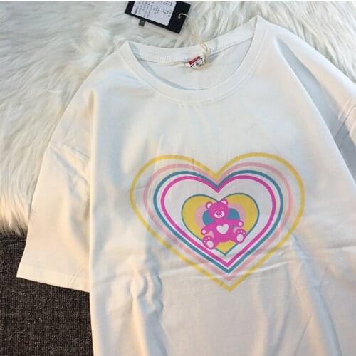 Printing T-shirt Summer Short-Sleeved Round Neck Mens Fashion Loose Cotton All-match Style INS Lovers Student BF