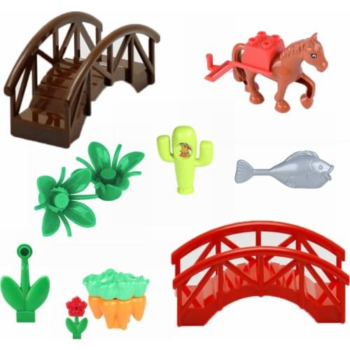 Big Size City Toys For Children Horse Finish Carrots Cactus Arch Bridge Educational Gifts For Kids Cities Compatible Buildings