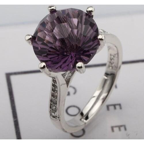Dainty Unusual Finger Rings Inlay Round Purple AAA Cutting Surface Big Zircon Womens Luxury Jewelry For Wedding Engagement