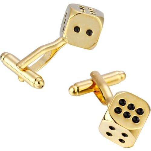 KC fashion golden dice Cufflinks high-quality copper material Mens Long Sleeve Shirt Cufflinks Wedding Gift