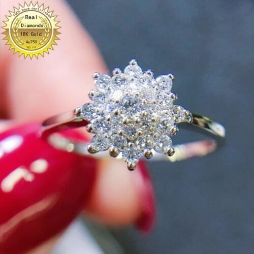 18k white gold Natural Real 0.3ct diamond ring Jewellery Engagement ring &Wedding ring H-M23