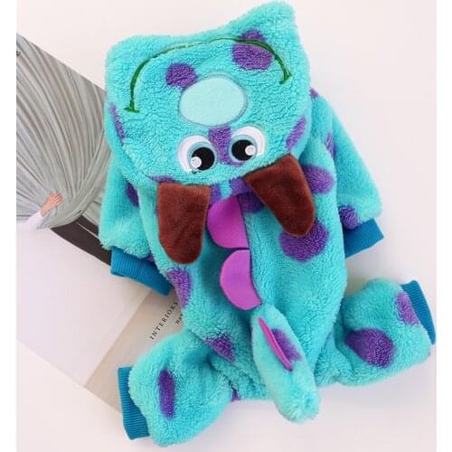 Blue Animal Pet Winter Overall Cute Puppy Dog Jumpsuit For Small Chihuahua Toy Terrier Yorkshire Winter Warm Tracksuit Clothes