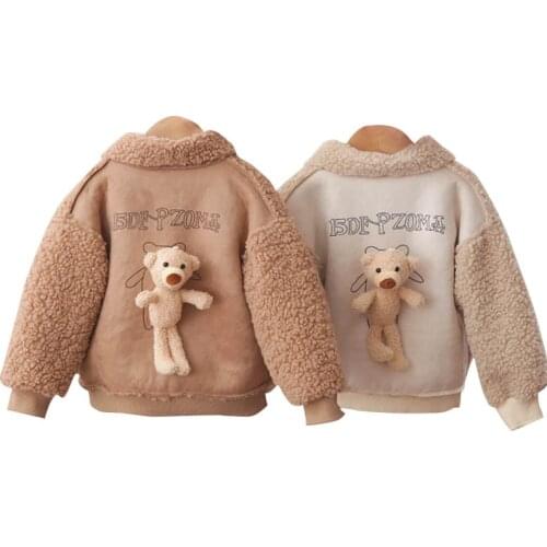 Children Thickened Lamb Velvet Coat Baby Autumn Winter Fsahion Clothing For Girls Boys Cartoon Casual Jacket Infant Kids Outwear