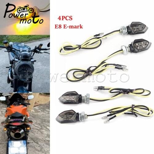 E8 Mini Motorcycle Smoke Lens Turn Signal Light 5LED 12V Amber Blinker Indicator Lamp For Dirt Street Bike Dual Sport Cafe Racer