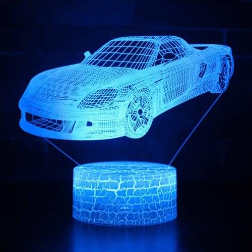 Car Modelling Acrylic Led 3d Illusion Night Lights Luminous Base for Children Gift Bedside Table Desk Lamp Home Bedroom Decor