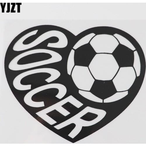 YJZT 14.2CM×11.8CM Love Soccer Team Game Sport Decal Vinyl Car Sticker Black/Silver 8A-1164