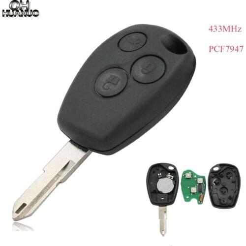 New Replacement 3 Button Remote Key Smart Car Key Fob for Twingo Clio Master Kango 433Mhz with PCF7947 Chip Uncut Blade