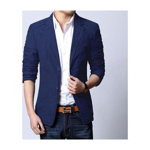 New Brand 2020 Blazer Men Casual Cotton Blazer Slim Fit Suit Fashion Mens Jacket Spring Autumn Thin Plus Size 5XL HJ496 's