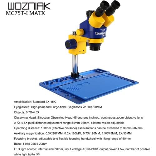 Original Mechanic High Quality HD Camera Large Wide-angle Lifting Trinocular Microscope for IPHONE Mobile Phone repair