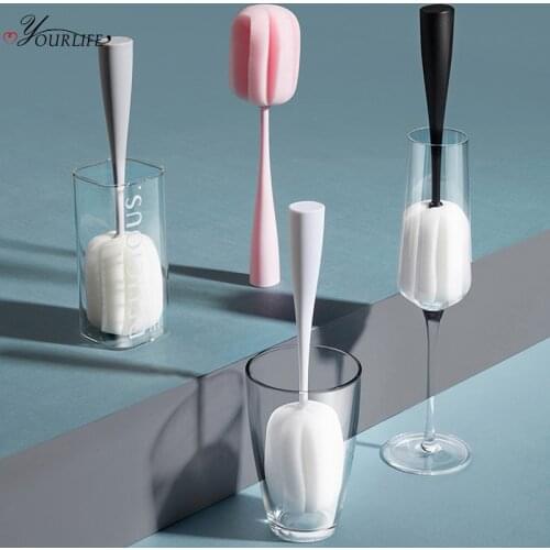 OYOURLIFE Long Handle Bottle Cleaner Kitchen Glass Cup Milk Bottle Teapot Decontamination Sponge Scrubber Home Cleaning Tools