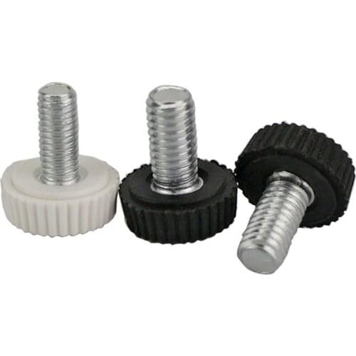 Round Head Plastic Knurled Handle Tighten Thumb Black/White Hand Twist Screw Bolt Straight Grain Handle Screw M4 M5 M6