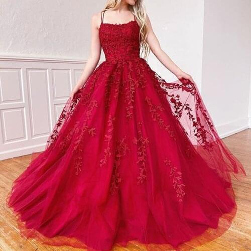 Vkbridal Luxury Lace Prom Dresses Long Cross Back Homecoming Dress long for girl Ball Gown graduation Party Gowns 2020 New